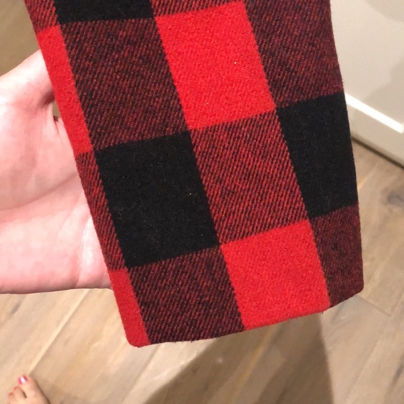 GAP Red and Black Checkered Pea Coat - Picture 5 of 10